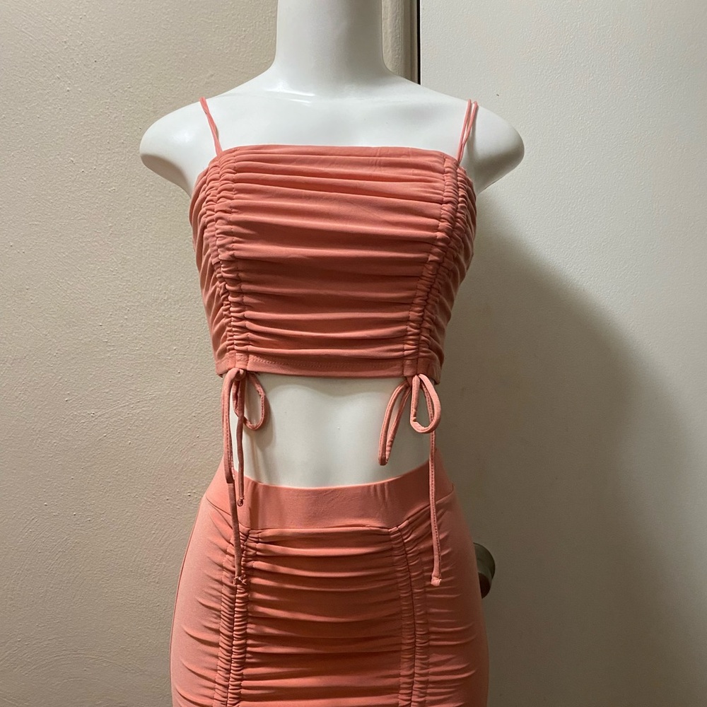 Peach two piece shirt set